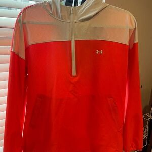 Under Armour Coral and White Quarter-Zip Hoodie